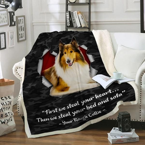 Rough Collie Dog Clh2412448F Sherpa Fleece Blanket