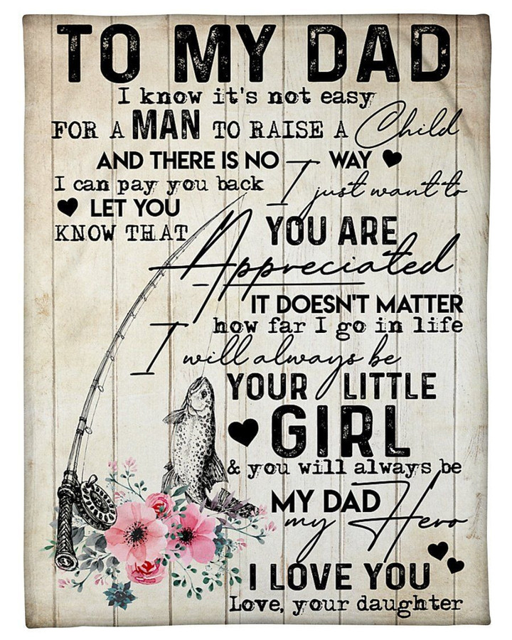 Daughter Gift For Dad With Meaningful Words You'Ll Always Be My Hero Fleece Blanket