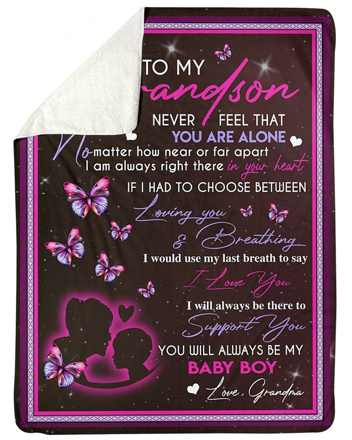 You Will Always Be My Baby Boy Lovely Message From Grandma Gifts For Grandsons Fleece Blanket