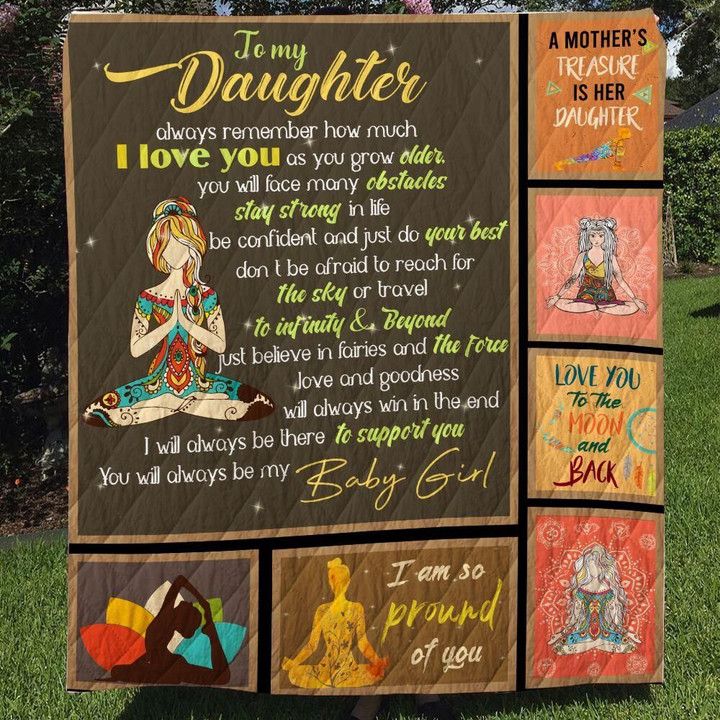 Personalized Yoga To My Daughter I'M So Proud Of You Quilt Blanket Great Customized Gifts For Birthday Christmas Thanksgiving