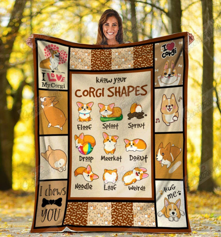 Funny Know Your Corgi Shapes Cute Welsh Dog Lover Gs-Cl-Ld0106 Fleece Blanket