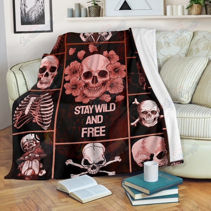Skull Stay Wild And Free Gs-Cl-Dt0304 Fleece Blanket