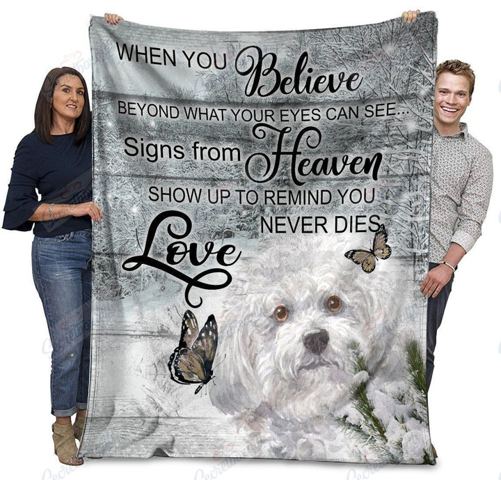 Dog Bichon Frise Dog When You Belive Beyond What Your Eyes Can See Gs-Cl-Ml0903 Fleece Blanket