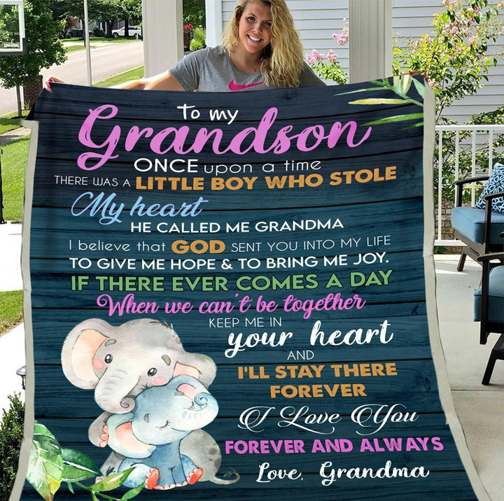 
	Personalized To My Grandson Once Upon A Time There Was A Little Boy Who Stole My Heart Fleece Blanket
