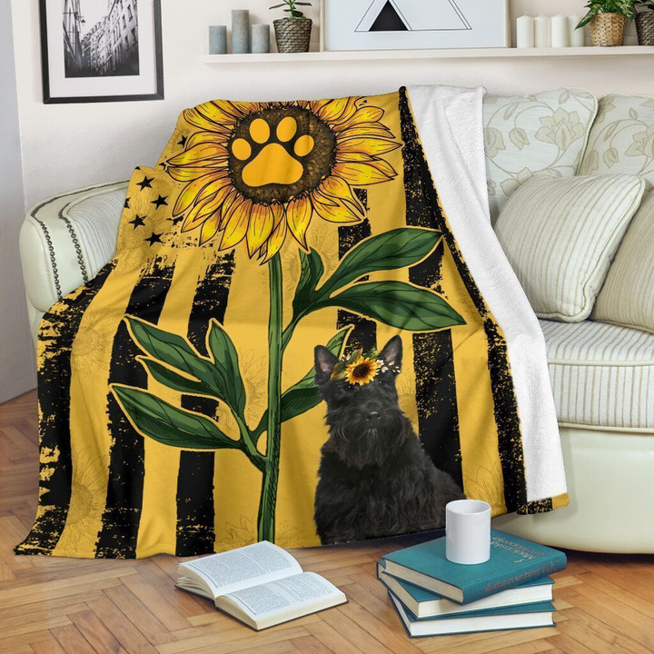 Scottish Terrier Sunflower Clm0211166 Sherpa Fleece Blanket