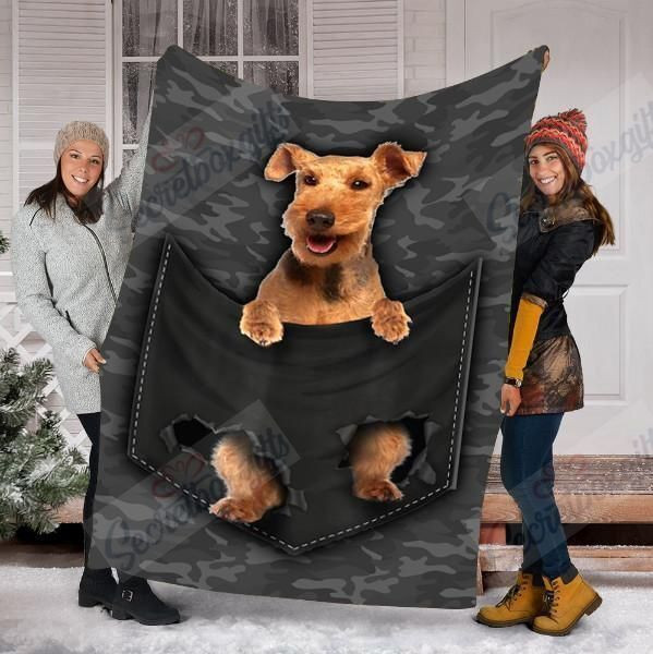 Welsh Terrier Dog Pocket Gs-Cl-Dt1003 Fleece Blanket