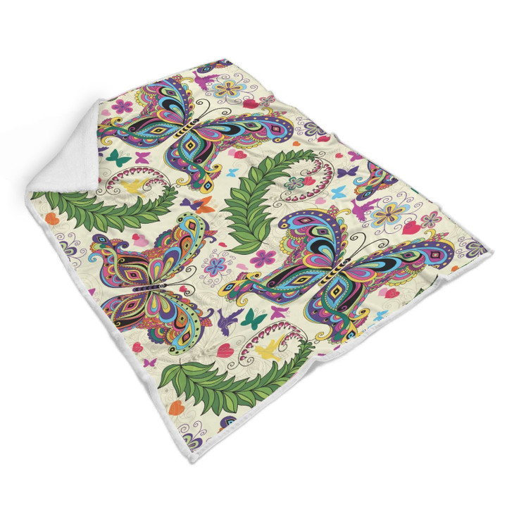 Butterfly Colorful Indian Style Cl05110097Mdf Sherpa Fleece Blanket