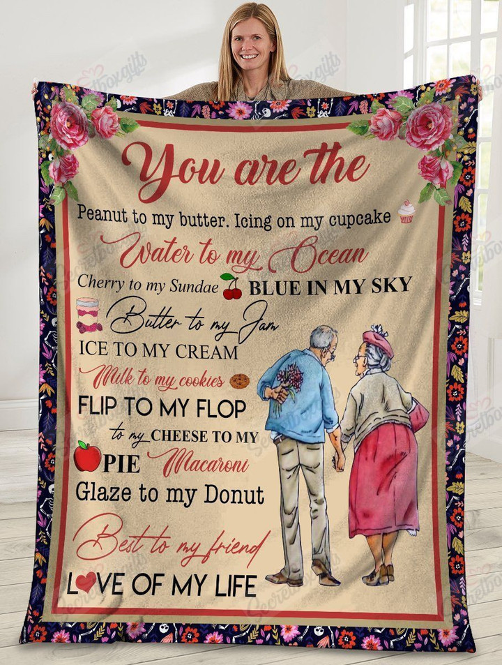 You Are The Peanut To My Butter Husband And Wife Old Couple Flower Gs-Cl-Ld0106 Fleece Blanket