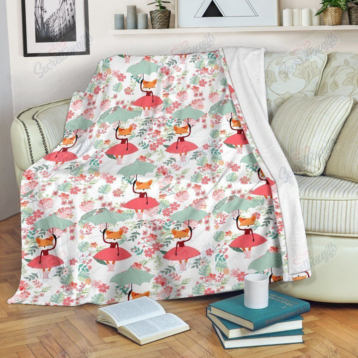 Fox Girl Flower Gs-Cl-Ld2310 Fleece Blanket