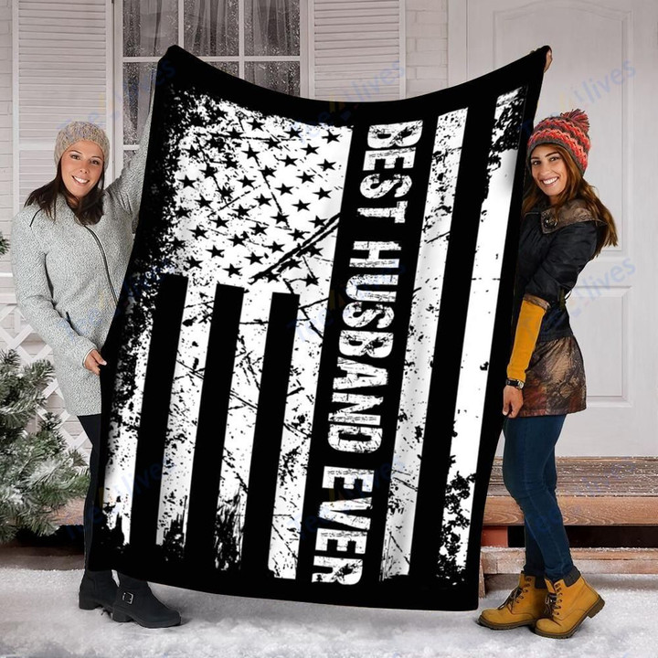 Custom Blanket Best Husband Ever Flag Blanket - Gift For Husband - Fleece Blanket