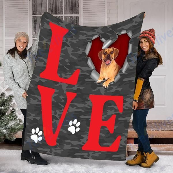 Customs Blanket Puggle Dog Blanket - Valentines Day Gifts - Fleece Blanket