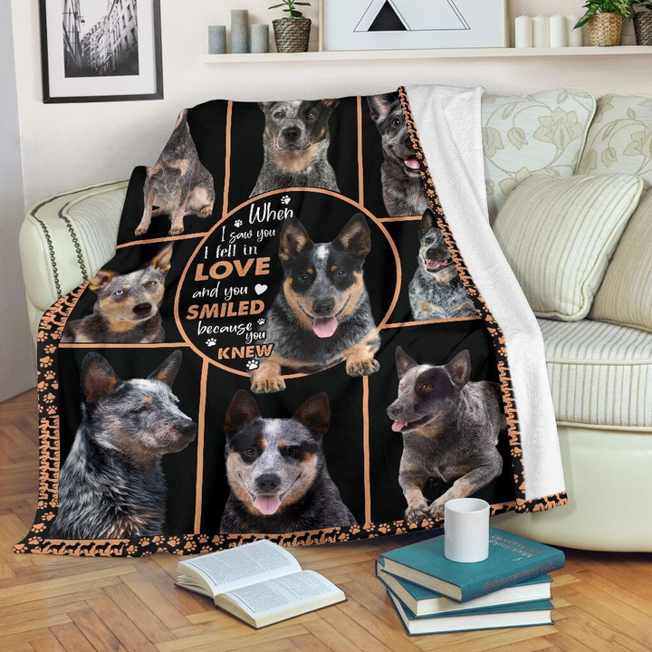 Heeler Fall In Love With You Gift For Dog Lovers Fleece Blanket Sherpa Blanket
