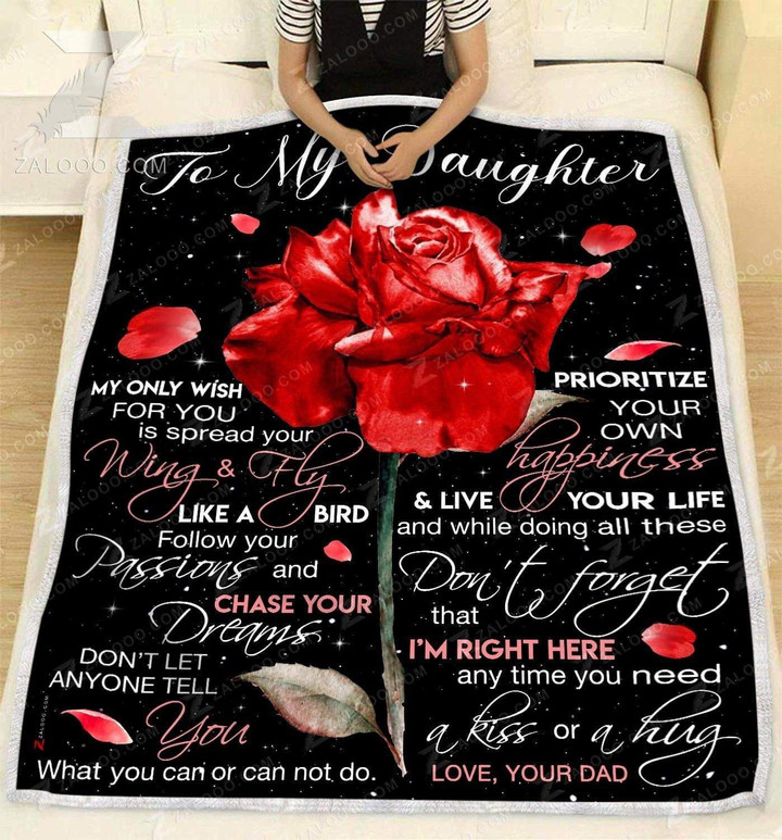 Rose To My Daughter My Only Wish Dad Cl26110470Mdf Sherpa Fleece Blanket