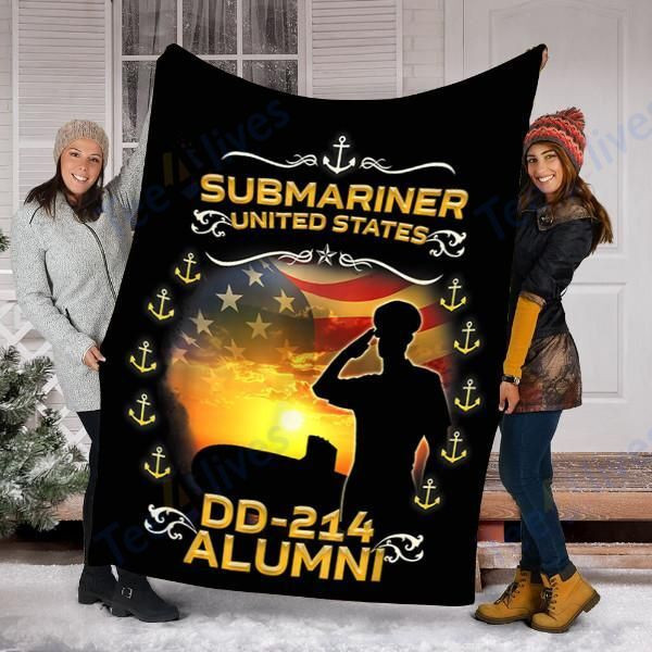 Customs Blanket Submarine Dd-214 Veteran Military American Flag Blanket - Fleece Blanket