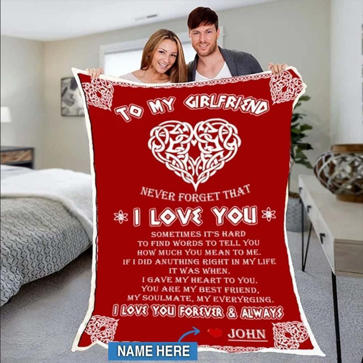 Meaningful Gift To My Girlfriend I Love You Custom Text Name Fleece Blanket