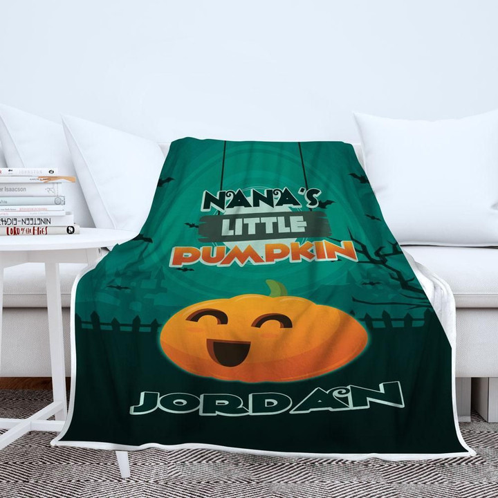Nana'S Little Pumpkins Halloween Custom Text Name Fleece Blanket