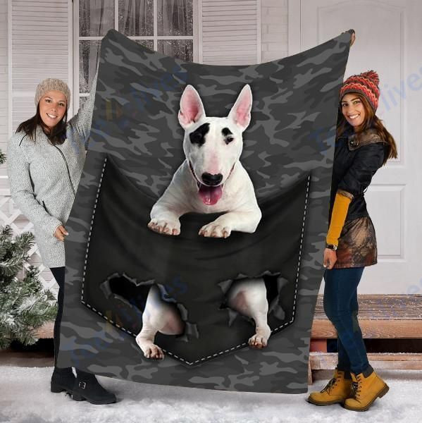 Custom Blanket Bull Terrier Dog Pocket Blanket - Fleece Blanket