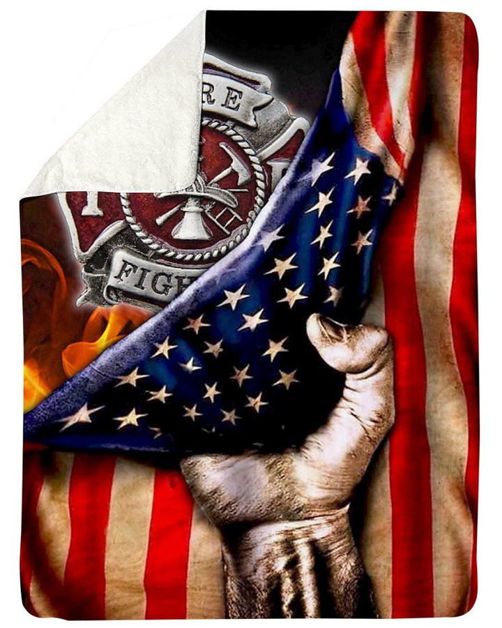 Great Gift For Firefighter American Flag Fleece Blanket