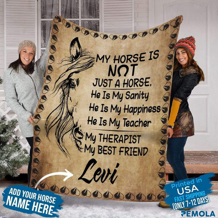 My Horse Is Not Just A Horse Quotes Custom Text Name Fleece Blanket