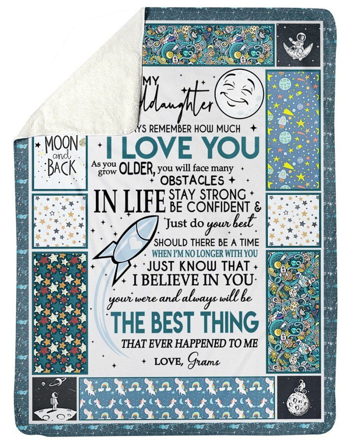 Love You To The Moon And Back Lovely Message From Grams Gifts For Granddaughters Fleece Blanket