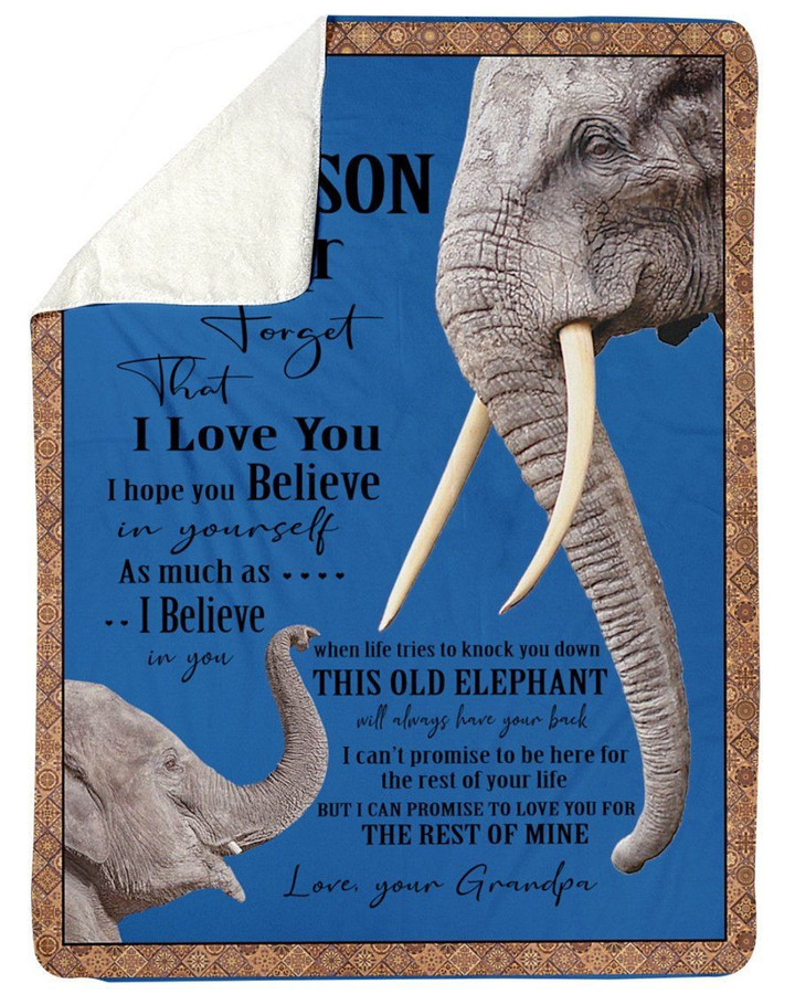 Elephant Grandpa Hopes Grandson To Believe In Himself Fleece Blanket