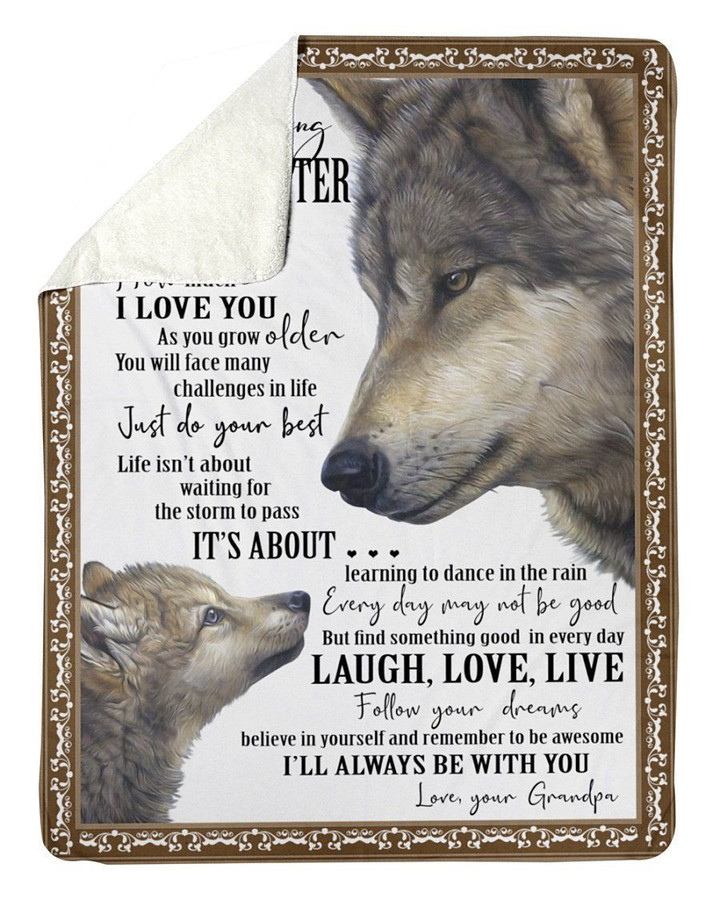 Wolf Granddad Reminds Amazing Granddaughter To Face Challenges With The Best Fleece Blanket