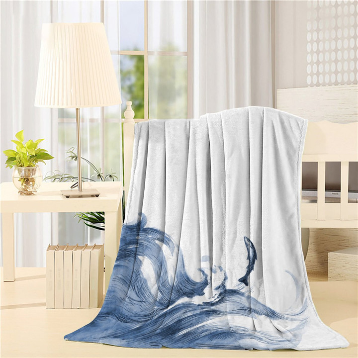 Sea Fish Jumping Out Of The Water Throw Blanket