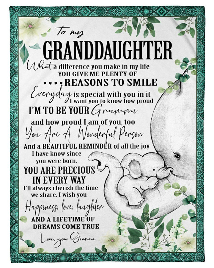 Elephant Lovely Message From Grammi Gifts For Granddaughters Fleece Blanket