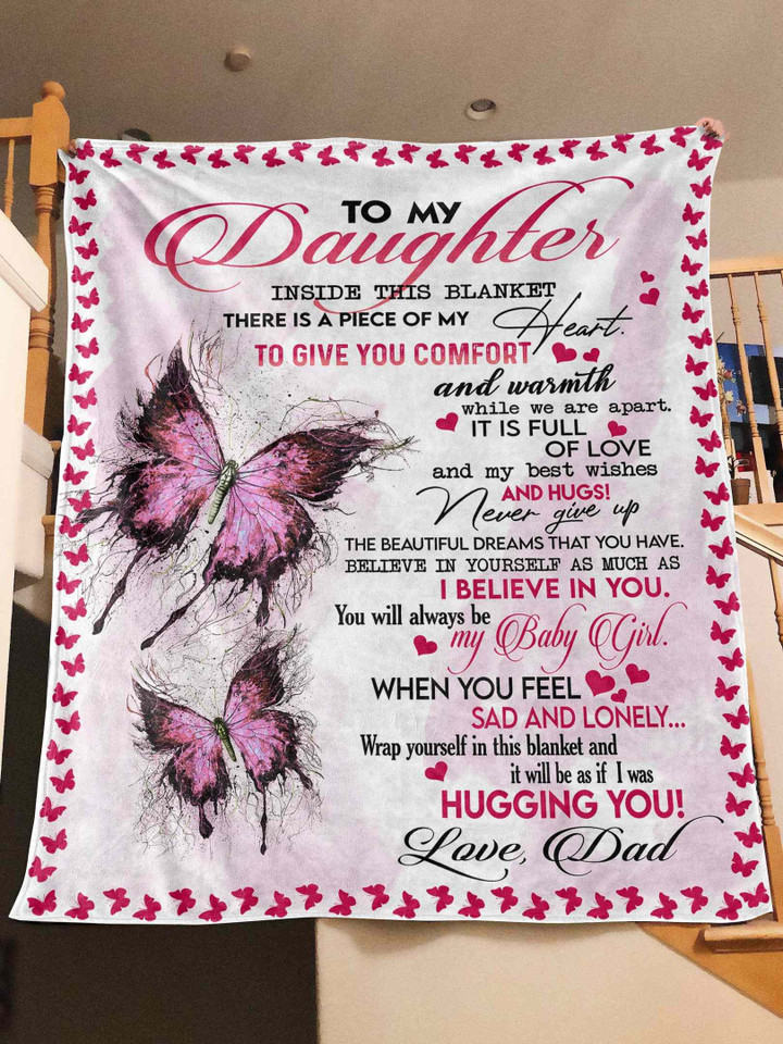Ta To My Daughter - Butterfly Personalized Fleece Blanket