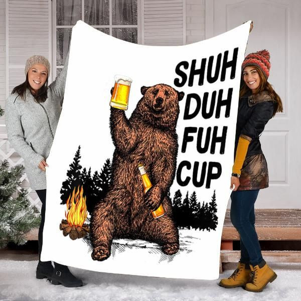 Bear Custom Blanket Shuh Duh Fuh Cup Bear Blanket - Fleece Blanket