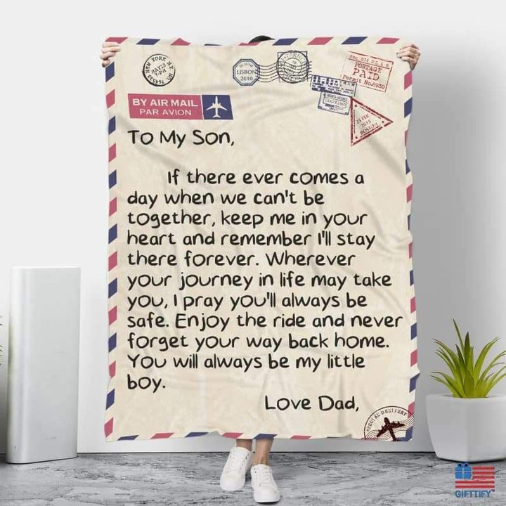 To My Son You'Ll Always Be My Little Boy Printed Fleece Blanket