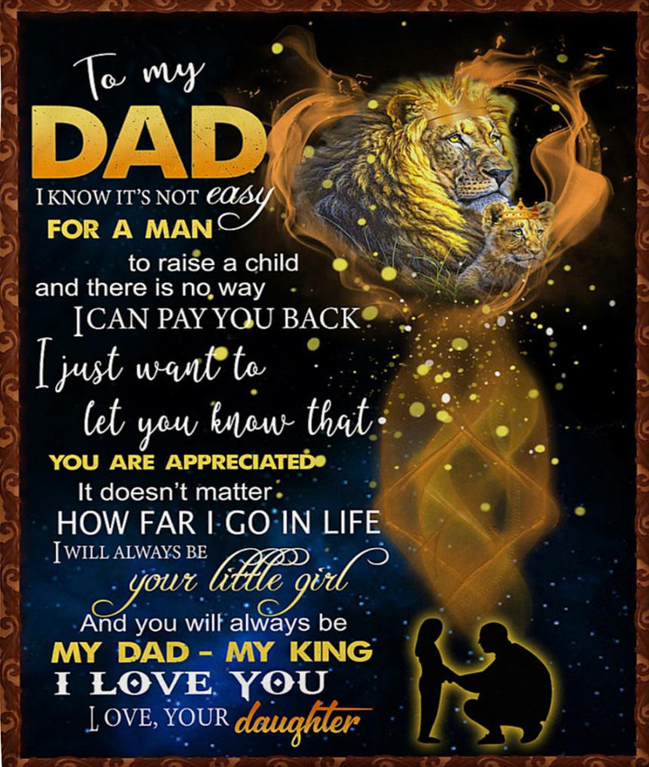 Dad Quilt To My Dad I Know It’S Not Easy For A Man Dad Lions Galaxy Premium Quilt Blanket Size Throw, Twin, Queen, King, Super King