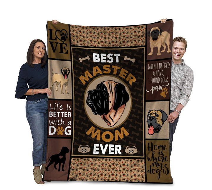 English Mastiff Dog Best Master Mom Ever Premium Quilt Blanket Size Throw, Twin, Queen, King, Super King