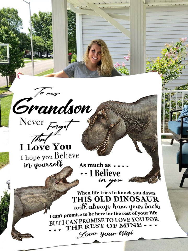 To My Grandson Love Your Gigi Dinosaur Blanket Bedgag™