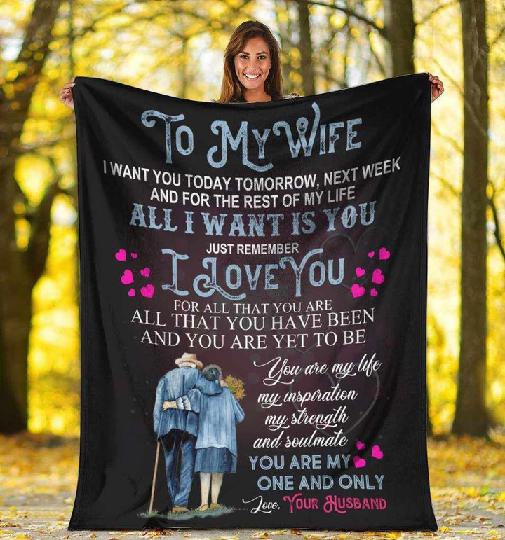 To My Wife I Want You Today Tomorrow Next Week Husband And Wife Old Age Ultra Soft Cozy Plush Fleece Blanket