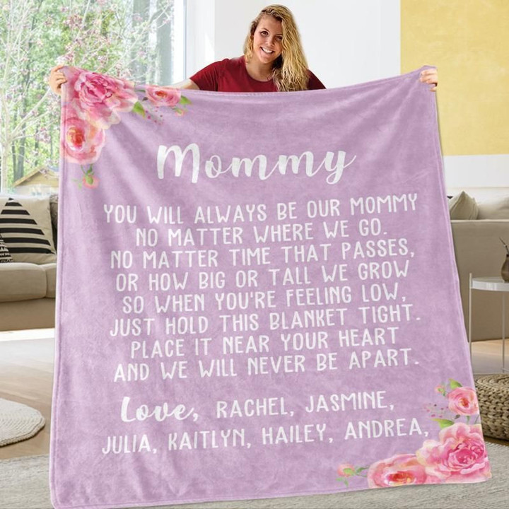 We Will Never Apart Gift For Mom Children Name Custom Text Fleece Blanket