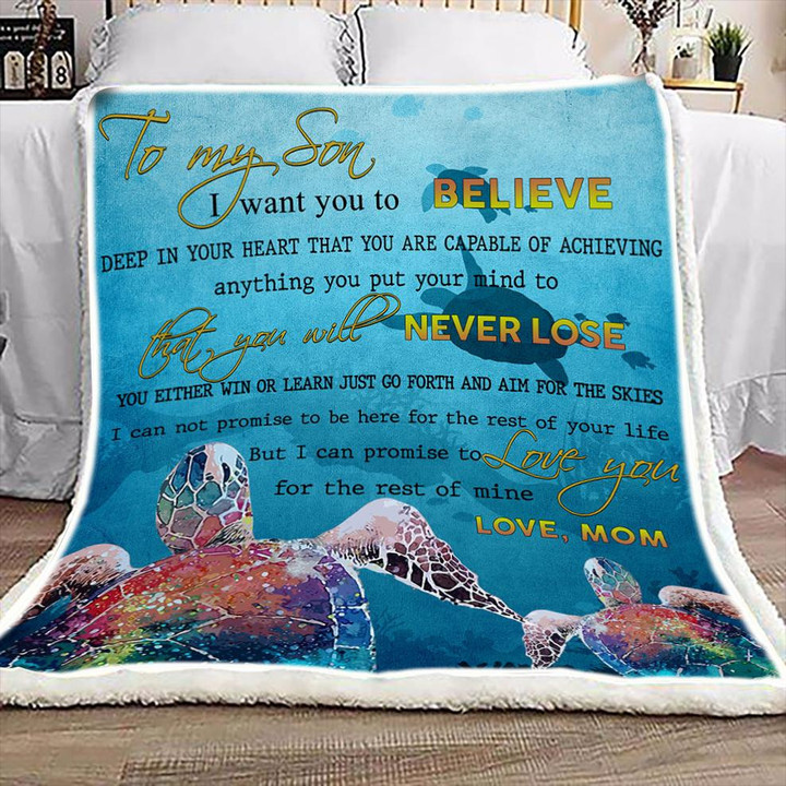 To My Son Love Mom Family Turtle Blanket Bedgag™