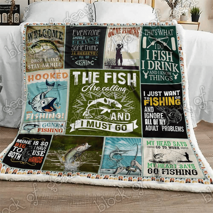 Wozoro Quilt Blanket Fishing The Fish Are Calling And I Must Go Twin Queen King Size