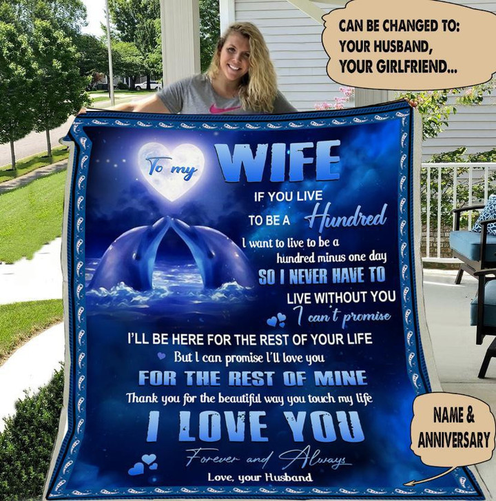 (Xh155) Customizable Family Blanket- To My Wife- I Love You