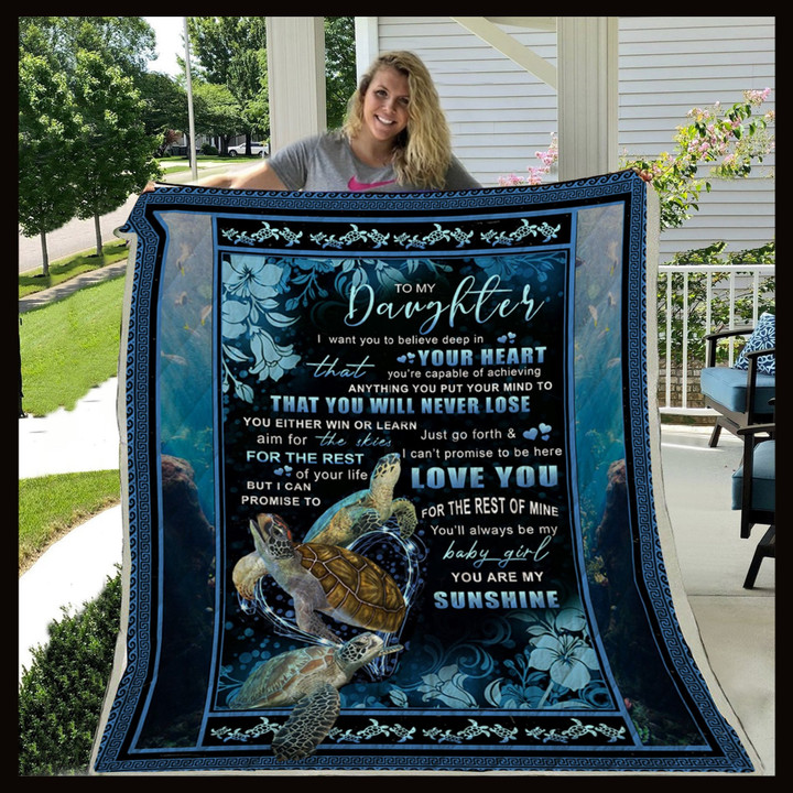 (Xh66) Customizable Turtle Blanket - To My Daughter - Love You