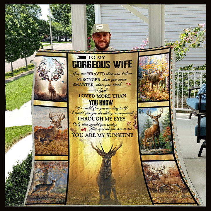 (Xh20) Customizable Deer Blanket - To My Gorgeous Wife - You Are Braver