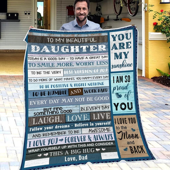Dad To Daughter - Be Positive & Regret Nothing - Blanket