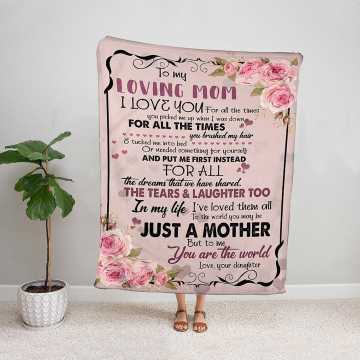 Beautiful Flowers Daughter To My Mom To Me You Are The World Heart Purple Aroundto My Loving Mom Family Gift Ideas Cozy Fleece Blanket, Sherpa Blanket