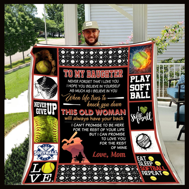 (Cd116) Softball Blanket - Mom To Daughter - This Old Woman