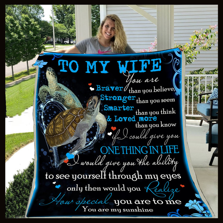 (H284) Customizable Turtle Blanket - Husband To Wife - You Are My Sunshine