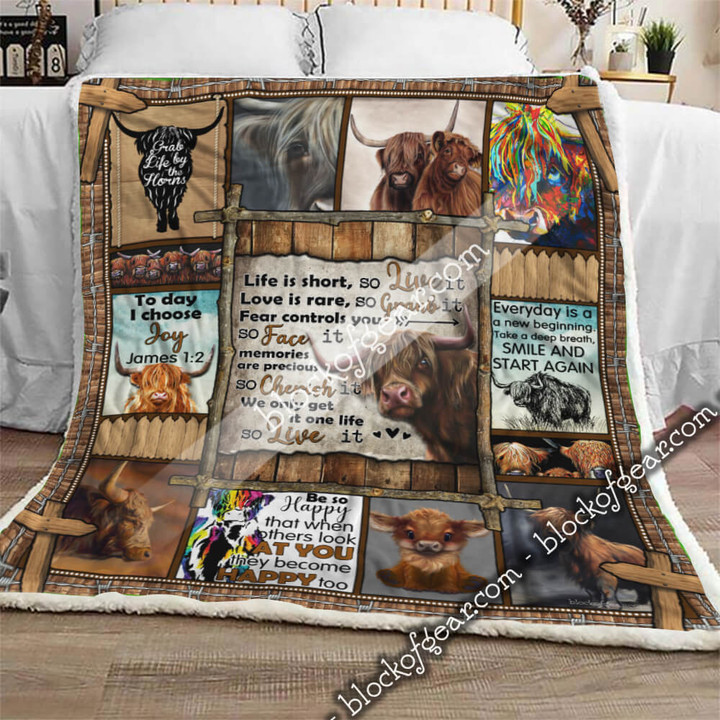 You Only Live Once Highland Cow Sofa Throw Blanket Shb86 