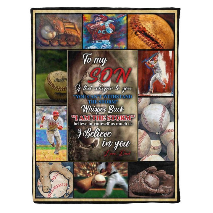 Baseball Lover To My Son Letter From Dad I Believe In You Throw Chistmas Gift Ideas Cozy Fleece Blanket, Sherpa Blanket