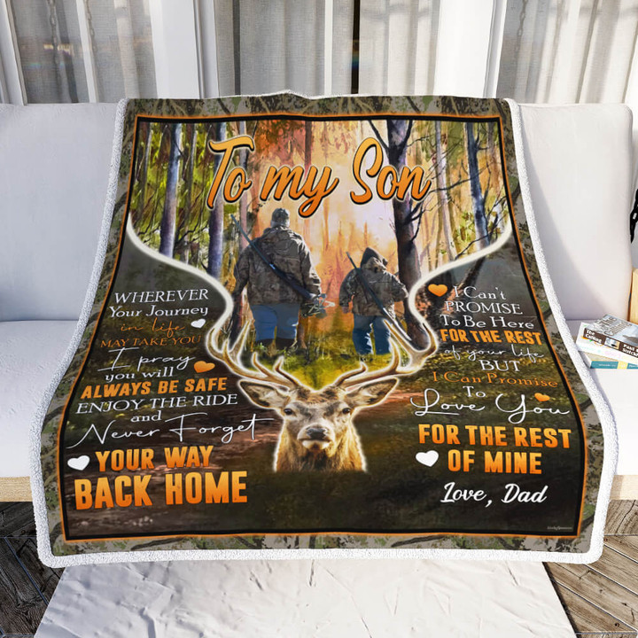 To My Son. Never Forget Your Way Back Home. Deer Sofa Throw Blanket 