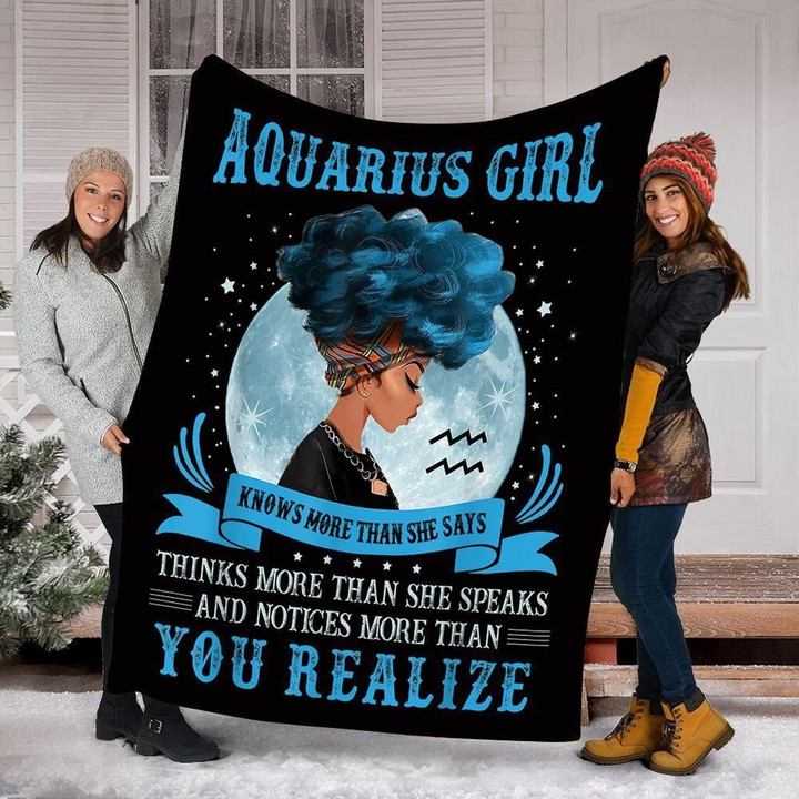 Blanket Aquarius Girls Black Queen Blanket - Family Gift Ideas Cozy Fleece Blanket, Sherpa Blanket