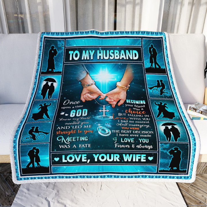 To My Husband, God Knew My Heart Needed You, Love Your Wife Sofa Throw Blanket 